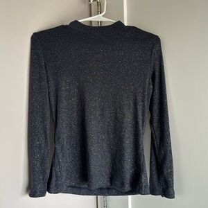 Violets & Roses blue sparkly mock neck top